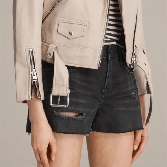 All Saints Cole Biker Leather Jacket - Sand (US 6) - Picture 6 of 8